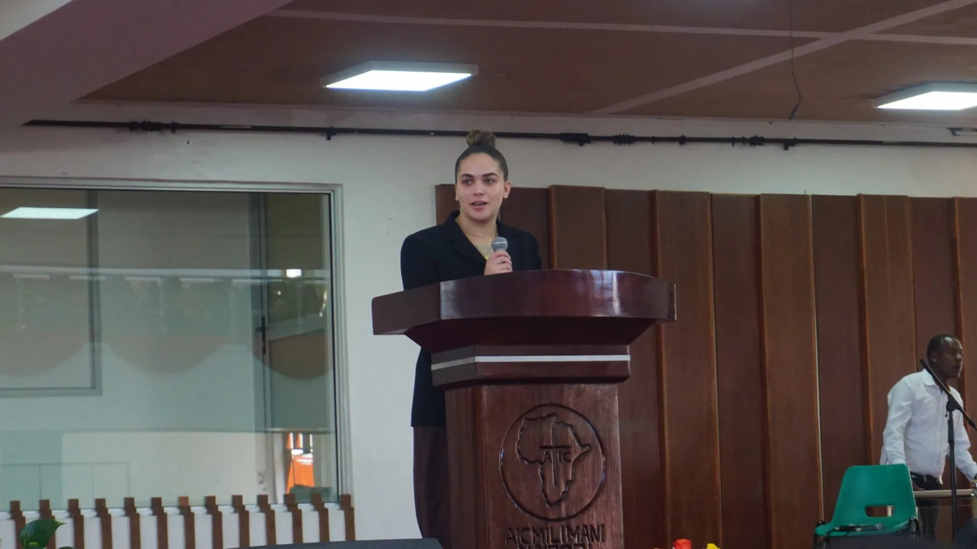 Fellow Safia introduces herself and the cohort at the A.I.C. Milimani Church