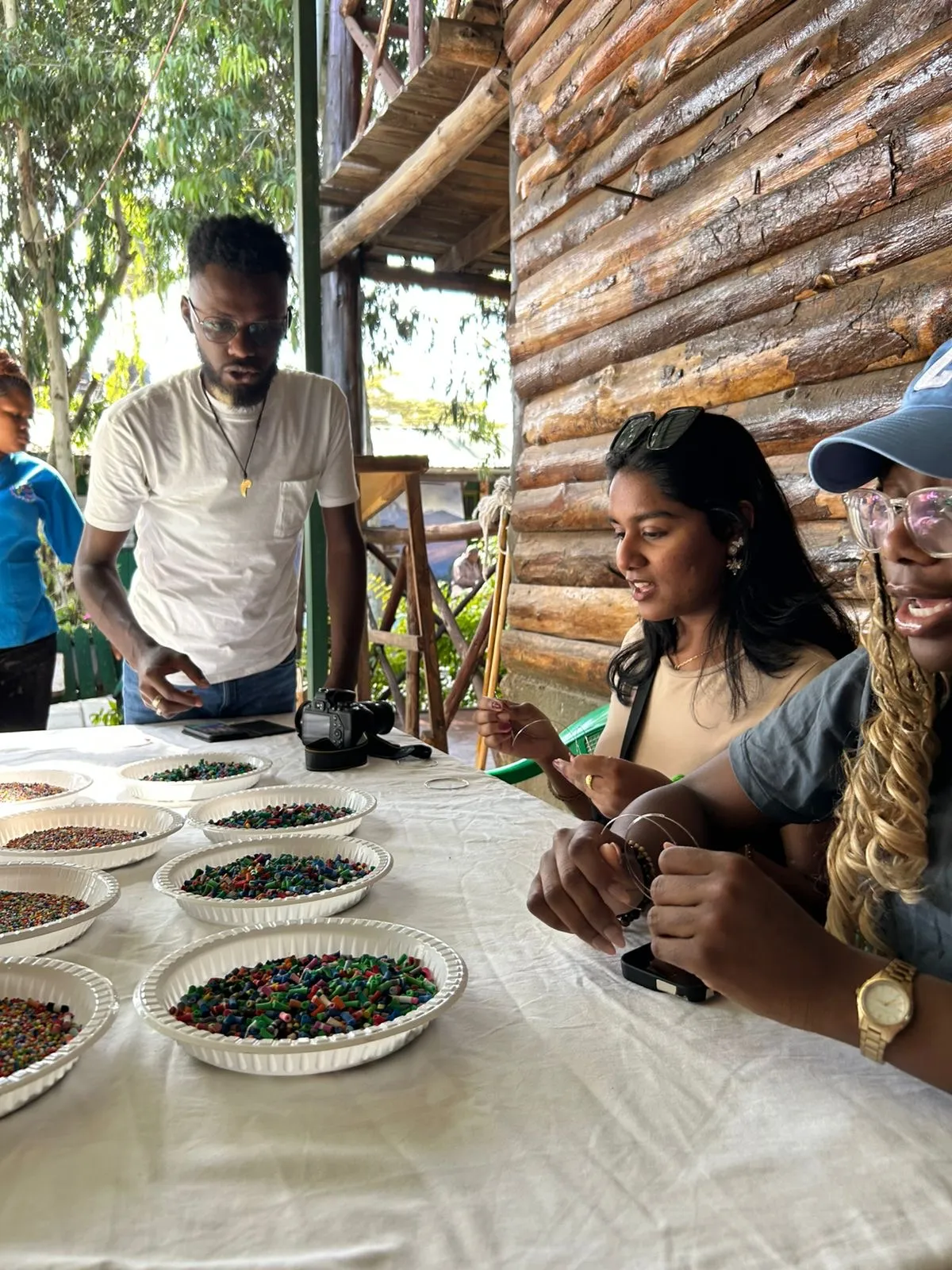 Fellows learn about the upcycling process to create art. 